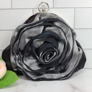 Women's Silver gray clutch purse handbag with chain strap